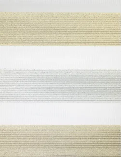 Ρολοκουρτίνα διπλή zebra μεταλλιζέ με πιέτα 808200-01 εκρού-ασημί