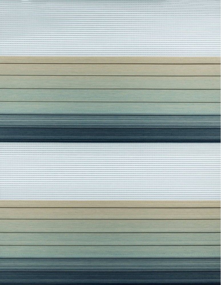 Ρολοκουρτίνα διπλή zebra ντεγκραντέ με πιέτα YN-091-05 μπεζ-άκουα-μπλε