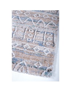 Shaggy χαλί Vesna 8495/110 μπεζ γαλάζιο με έθνικ σχήματα με το μέτρο - Colore Colori