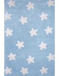 Shaggy παιδικό χαλί Cocoon 8391/30 γαλάζιο με αστεράκια με το μέτρο - Colore Colori