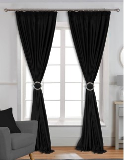 Έτοιμη κουρτίνα (200x280) - Λονέτα DECO μαύρη + Δώρο δέστρα φουρκέτα, σε 78 χρώματα