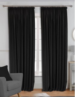 Έτοιμη κουρτίνα (200x280) - Λονέτα DECO μαύρη + Δώρο δέστρα φουρκέτα, σε 78 χρώματα