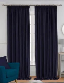 Έτοιμη κουρτίνα (200x280) - Λονέτα DECO μπλε σκούρο + Δώρο δέστρα φουρκέτα, σε 78 χρώματα