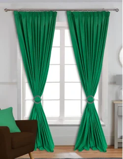 Έτοιμη κουρτίνα (200x280) - Λονέτα DECO πράσινη + Δώρο δέστρα φουρκέτα, σε 78 χρώματα