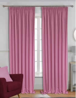 Έτοιμη κουρτίνα (200x280) - Λονέτα DECO ροζ + Δώρο δέστρα φουρκέτα, σε 78 χρώματα