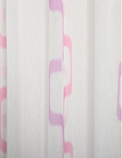 Έτοιμη ραμμένη κουρτίνα με ειδική τρέσα διπλής τοποθέτησης LUXURY - Γάζα Happy εκρού-ροζ-λιλά-μωβ ημιδιάφανη