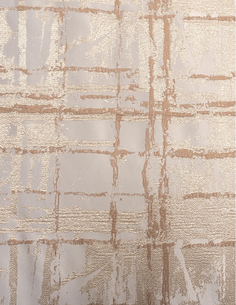Έτοιμη ραμμένη κουρτίνα με ειδική τρέσα διπλής τοποθέτησης LUXURY - Ζακάρ μελανζέ μπεζ-χρυσό αδιάφανο