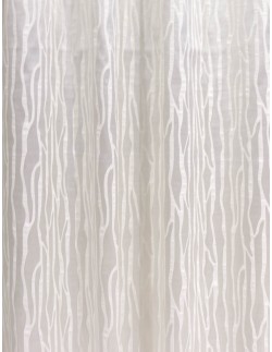 Έτοιμη ραμμένη κουρτίνα με κρίκους (140x277)- Ταφτάς ζακάρ με λινό εκρού-λευκό αδιάφανος