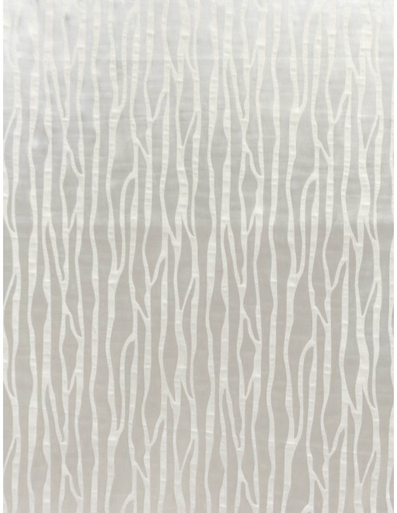 Έτοιμη ραμμένη κουρτίνα με κρίκους (140x277)- Ταφτάς ζακάρ με λινό εκρού-λευκό αδιάφανος