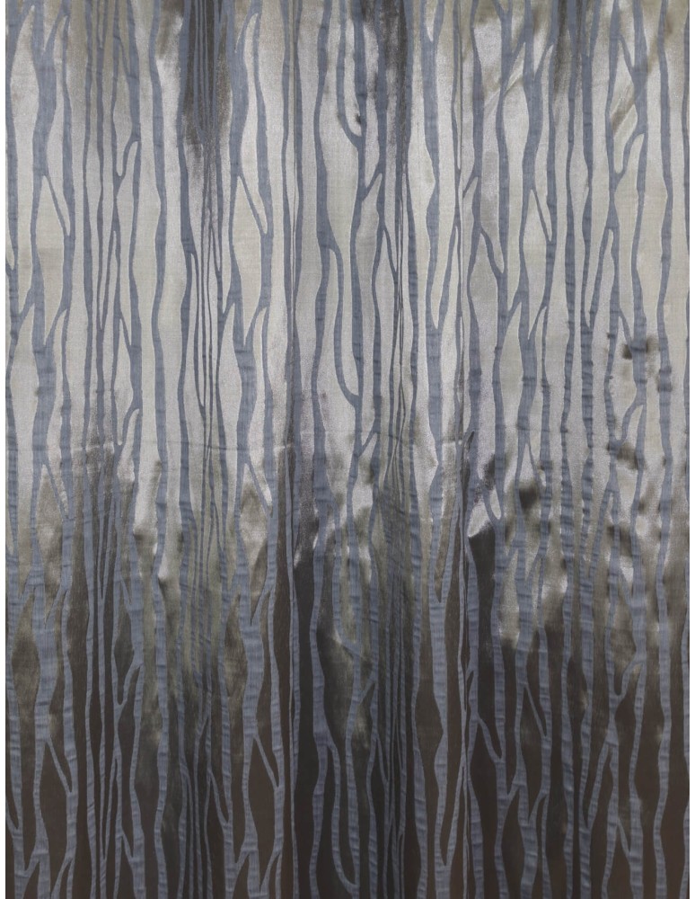 Έτοιμη ραμμένη κουρτίνα με κρίκους (140x277)-Ταφτάς ζακάρ με λινό μπλε ραφ-γκρι σκούρο αδιάφανος