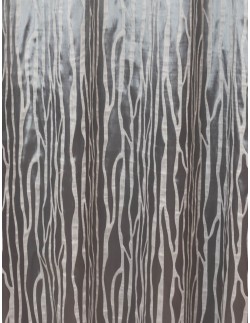Έτοιμη ραμμένη κουρτίνα με κρίκους (140x280)- Ταφτάς ζακάρ με λινό γκρι-ανθρακί αδιάφανος