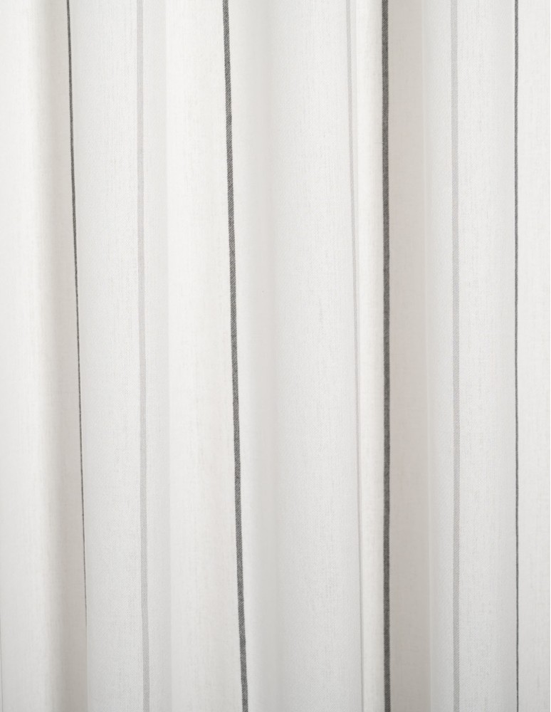 Έτοιμη ραμμένη κουρτίνα με κρίκους (200x280) - Ζακάρ λευκό-γκρι ημιδιάφανο