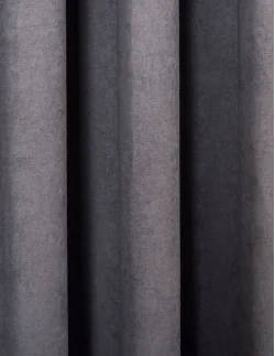 Έτοιμη ραμμένη κουρτίνα με κρίκους (200x283)- Velour Suet ανθρακί αδιάφανη