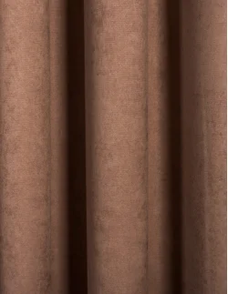 Έτοιμη ραμμένη κουρτίνα με κρίκους (200x283)- Velour Suet καφέ αδιάφανη