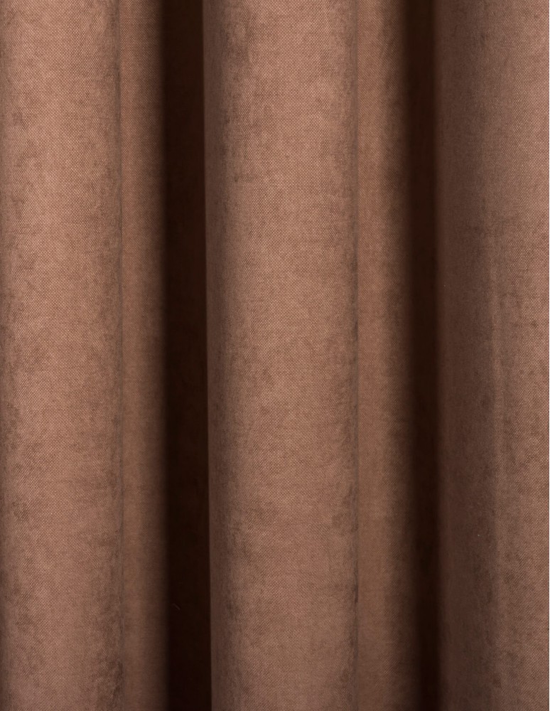Έτοιμη ραμμένη κουρτίνα με κρίκους (200x283)- Velour Suet καφέ αδιάφανη