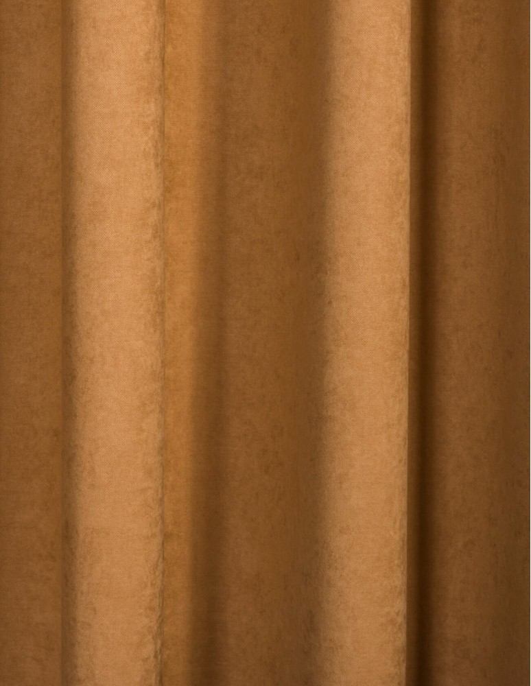 Έτοιμη ραμμένη κουρτίνα με κρίκους (200x283)- Velour Suet καμηλό αδιάφανη