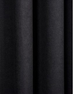 Έτοιμη ραμμένη κουρτίνα με κρίκους (200x283)- Velour Suet μαύρη αδιάφανη