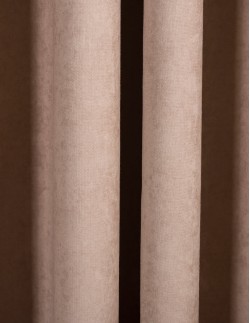 Έτοιμη ραμμένη κουρτίνα με κρίκους (200x283)- Velour Suet μπεζ σκούρο αδιάφανη