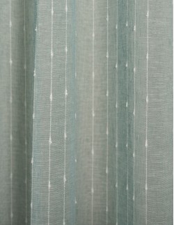 Έτοιμη ραμμένη κουρτίνα με κρίκους (280x280) - Ημίλινη γάζα άκουα/λευκό ημιδιάφανη
