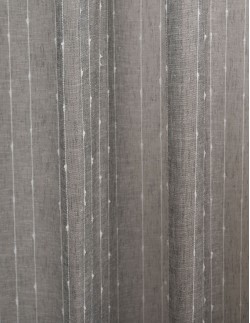Έτοιμη ραμμένη κουρτίνα με κρίκους (280x280) - Ημίλινη γάζα γκρι/λευκό ημιδιάφανη
