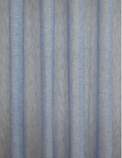 Έτοιμη ραμμένη κουρτίνα με κρίκους (280x280)- Ημίλινη γάζα μονόχρωμη σιέλ ημιδιάφανη