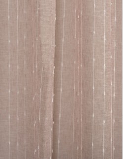 Έτοιμη ραμμένη κουρτίνα με κρίκους (280x280) - Ημίλινη γάζα πούδρα/λευκό ημιδιάφανη