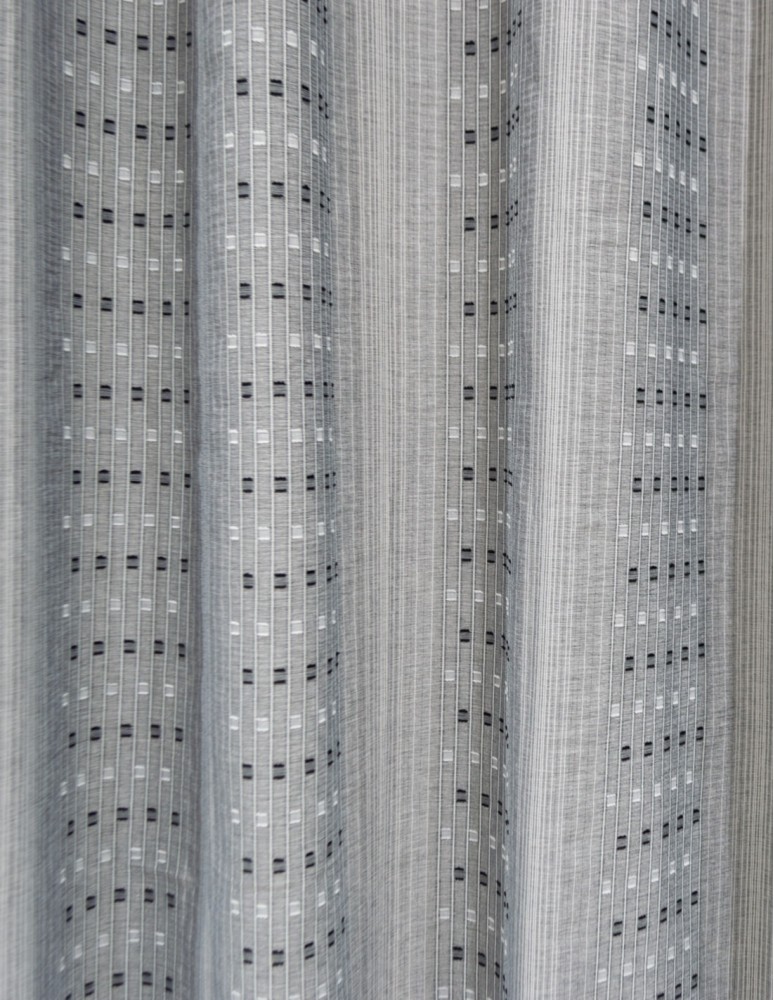 Έτοιμη ραμμένη κουρτίνα με κρίκους (300x280)- Γάζα γκρι με σχέδιο ημιδιάφανη