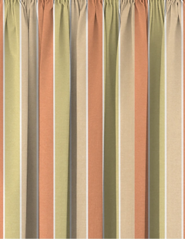 Έτοιμη ραμμένη κουρτίνα με τρέσα (200x280)-Λονέτα ψάθα bamboo ριγέ πράσινο-πορτοκαλί αδιάφανη