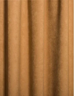 Έτοιμη ραμμένη κουρτίνα με τρέσα (200x290) - Velour Suet καμηλό αδιάφανη με ειδική τρέσα διπλής τοποθέτησης