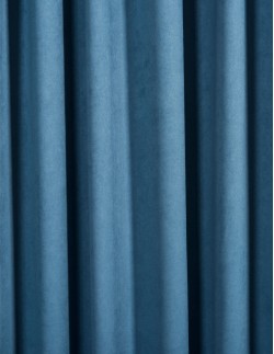 Έτοιμη ραμμένη κουρτίνα με τρέσα (200x290) - Velour Suet μπλε ραφ αδιάφανη με ειδική τρέσα διπλής τοποθέτησης