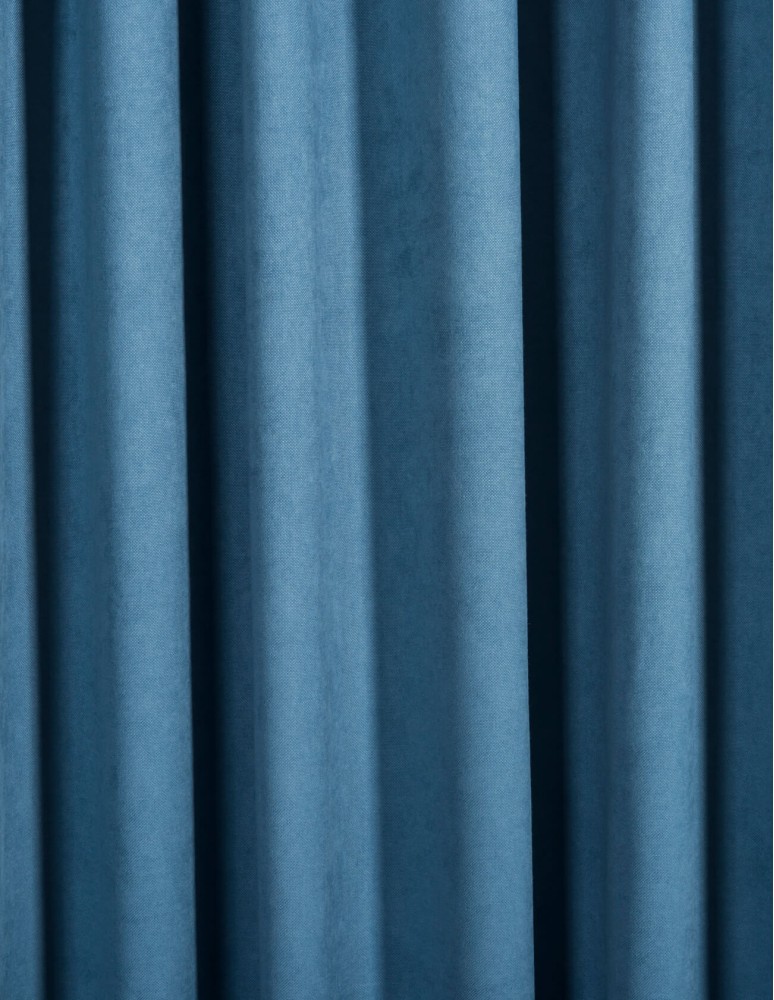 Έτοιμη ραμμένη κουρτίνα με τρέσα (200x290) - Velour Suet μπλε ραφ αδιάφανη με ειδική τρέσα διπλής τοποθέτησης