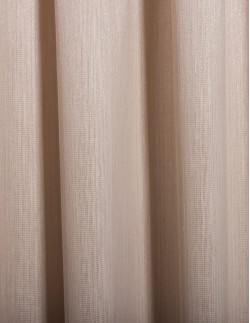 Έτοιμη ραμμένη κουρτίνα με τρέσα (200x300) - Ζακάρ μπεζ-χρυσό μονόχρωμη αδιάφανη