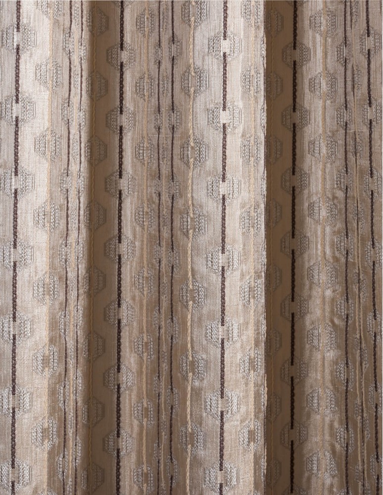 Έτοιμη ραμμένη κουρτίνα με τρέσα (200x310) - Ζακάρ εκρού - μπεζ -καφέ αδιάφανο