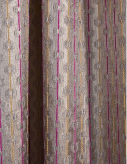 Έτοιμη ραμμένη κουρτίνα με τρέσα (200x310) - Ζακάρ πολύχρωμο αδιάφανο