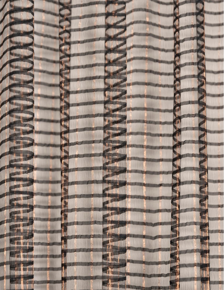 Έτοιμη ραμμένη κουρτίνα με τρέσα (280x270)- Δίχτυ lurex μαύρο/μπρονζέ διάφανο