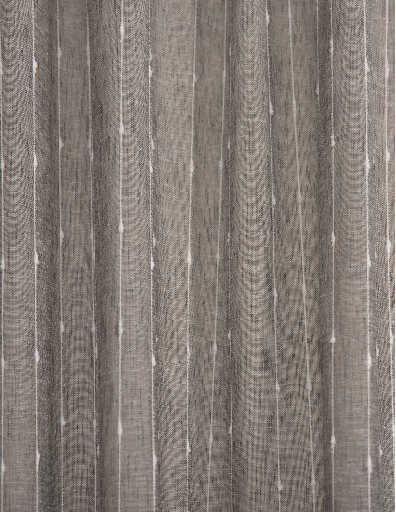 Έτοιμη ραμμένη κουρτίνα με τρέσα (280x280) - Ημίλινη γάζα γκρι/λευκό ημιδιάφανη