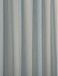 Έτοιμη ραμμένη κουρτίνα με τρέσα (280x280) - Ζέρσεϊ μονόχρωμη πετρόλ ημιδιάφανη