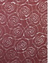 Έτοιμη ραμμένη κουρτίνα με τρέσα (300x280)- Γάζα μπορντό με τριαντάφυλλα ασημένια ημιδιάφανη