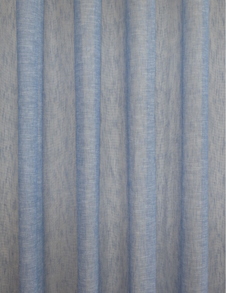 Έτοιμη ραμμένη κουρτίνα με τρέσα (300x280)- Ημίλινη γάζα μονόχρωμη σιέλ ημιδιάφανη