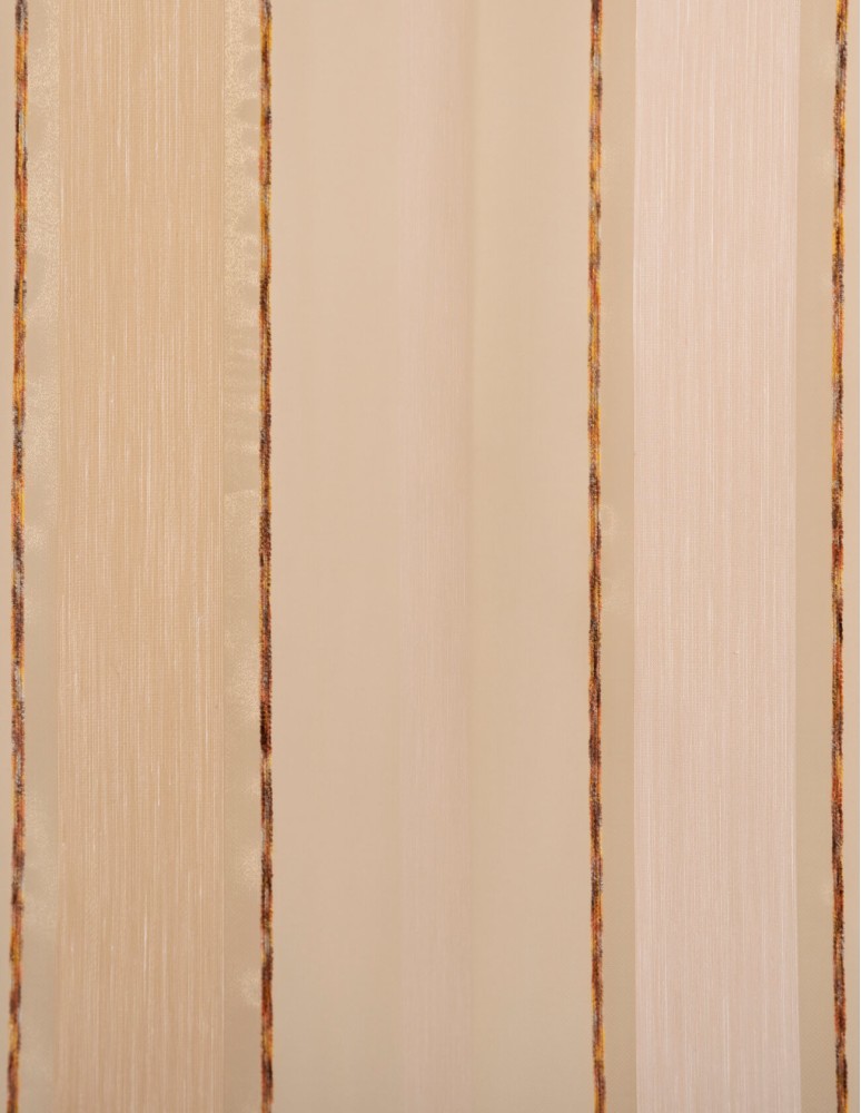 Έτοιμη ραμμένη κουρτίνα με τρέσα (300x280) - Οργάντζα ριγέ μπεζ ημιδιάφανη
