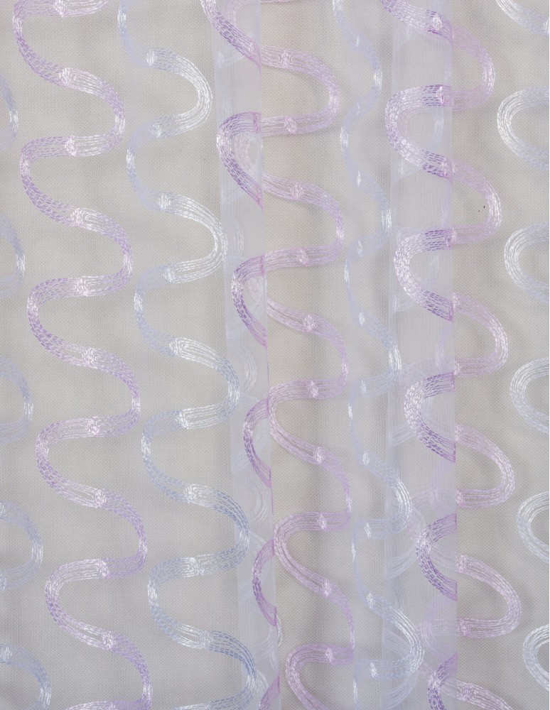 Έτοιμη ραμμένη κουρτίνα με τρέσα (300x294)- Οργάντζα κεντημένη λευκό-ροζ ημιδιάφανη