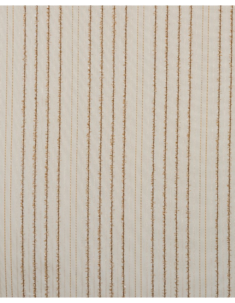 Έτοιμη ραμμένη κουρτίνα με τρέσα (300x295)- Οργάντζα ριγέ lurex μπεζ/καφέ ημιδιάφανη