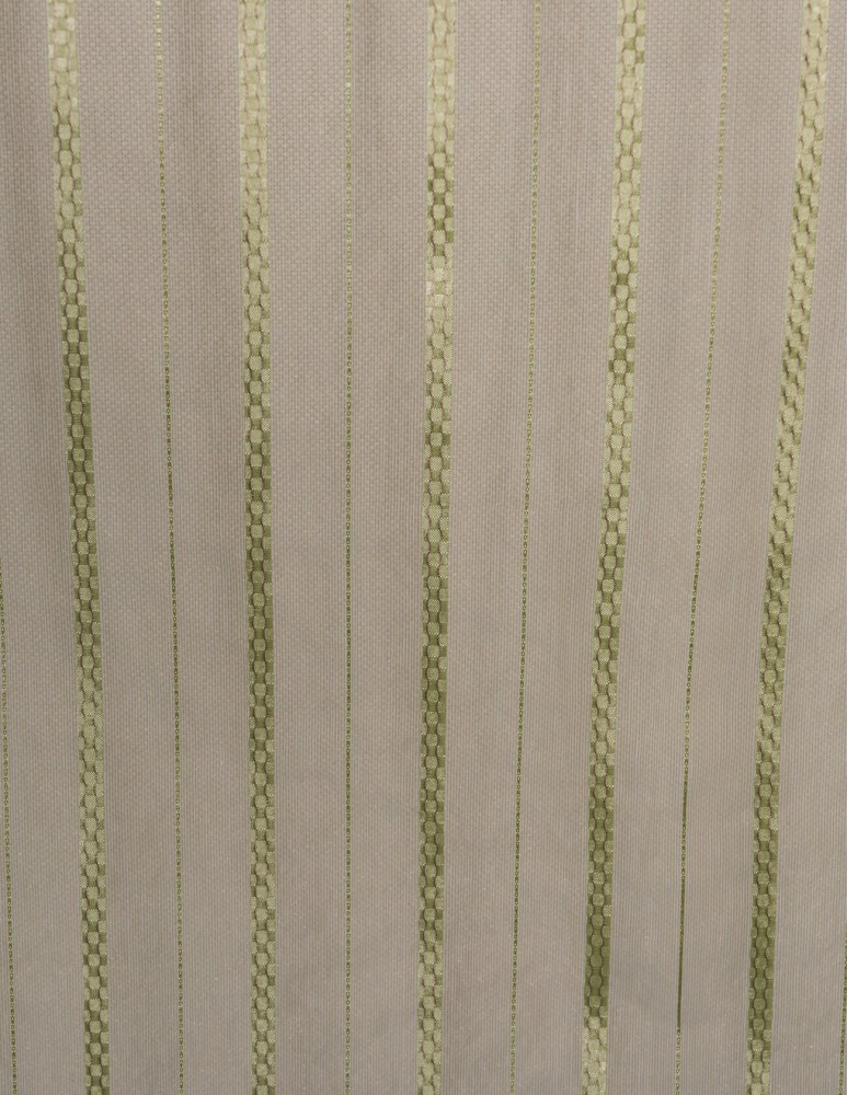 Έτοιμη ραμμένη κουρτίνα με τρέσα (300x300)- Οργάντζα ριγέ πράσινο ανοιχτό ημιδιάφανη