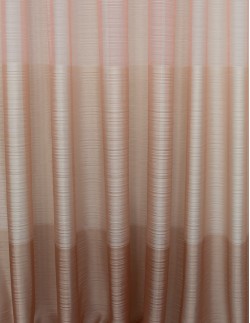 Έτοιμη ραμμένη κουρτίνα με τρέσα LUXURY - Βουάλ ζακάρ ριγέ ροζ-μπεζ-καφέ ημιδιάφανο