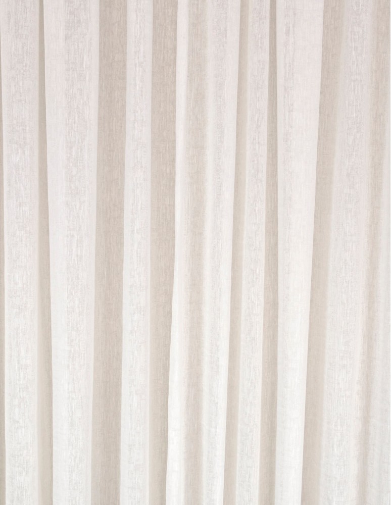 Έτοιμη ραμμένη κουρτίνα με τρέσα LUXURY - Μουσελίνα ζακάρ ιβουάρ ημιδιάφανη