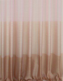 Κουρτίνα με το μέτρο - Βουάλ ζακάρ ριγέ ροζ-μπεζ-καφέ ημιδιάφανο