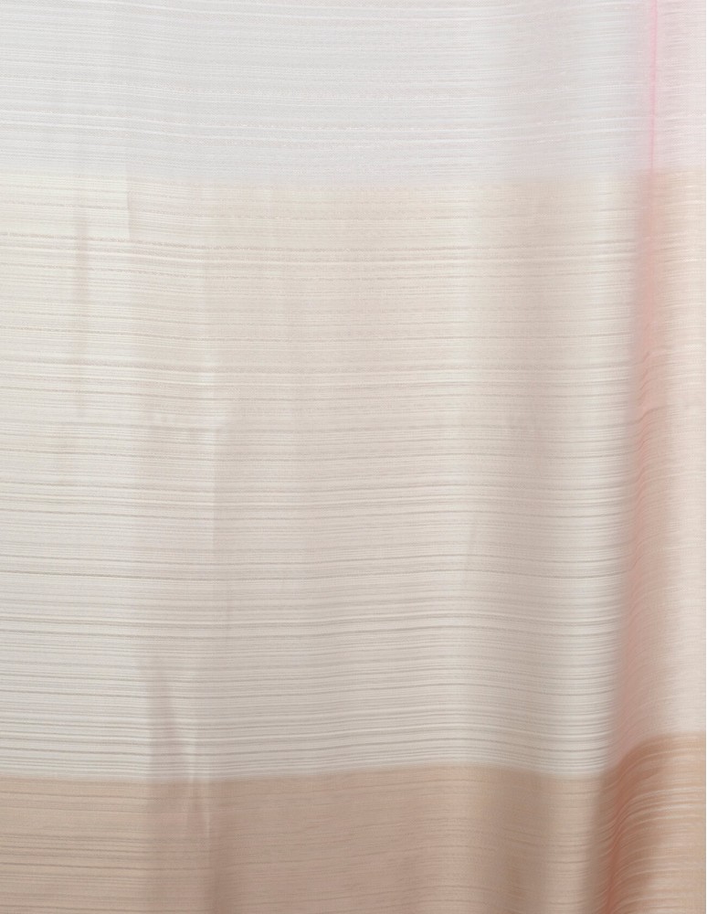 Κουρτίνα με το μέτρο - Βουάλ ζακάρ ριγέ ροζ-μπεζ-καφέ ημιδιάφανο