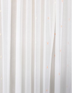 Κουρτίνα με το μέτρο - Γάζα φιλ κουπέ εκρού με πορτοκαλί σχέδιο ημιδιάφανη