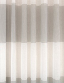 Κουρτίνα με το μέτρο - Γάζα με οριζόντια ρίγα εκρού-γκρι ημιδιάφανη