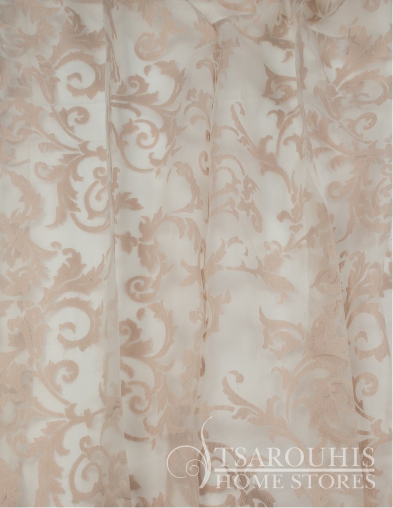 Κουρτίνα με το μέτρο - Oργάντζα ντεβορέ με μπροκάρ μοτίβο διάφανη